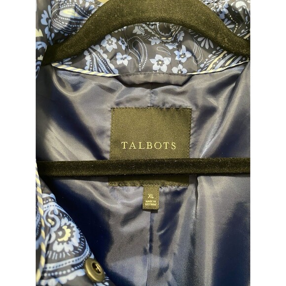 Talbots Quilted Paisley Jacket Women’s XL  Blue Navy Lightweight Floral Art Prep - Picture 8 of 10